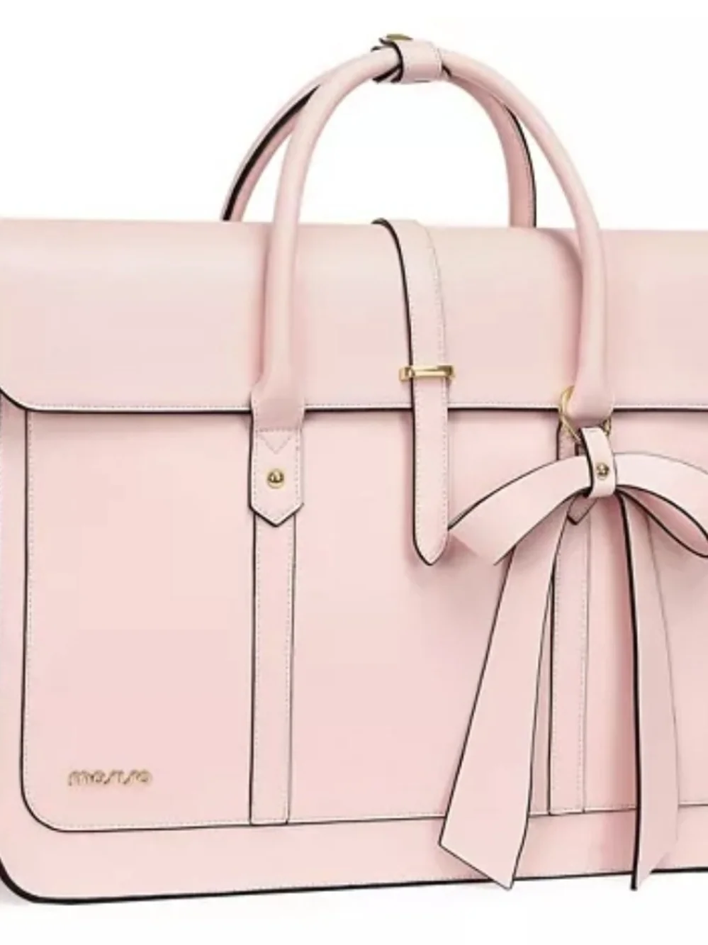 MOSISO Pink PU Leather Laptop Bag for Women